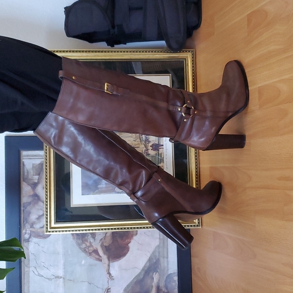 Coach Brown Leather Ellie Vachetta Riding Boots - Picture 4 of 10